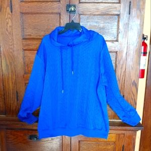 Size 2x Royal Caribbean Blue Textured Hoodie 52" Plus Stretch Bust